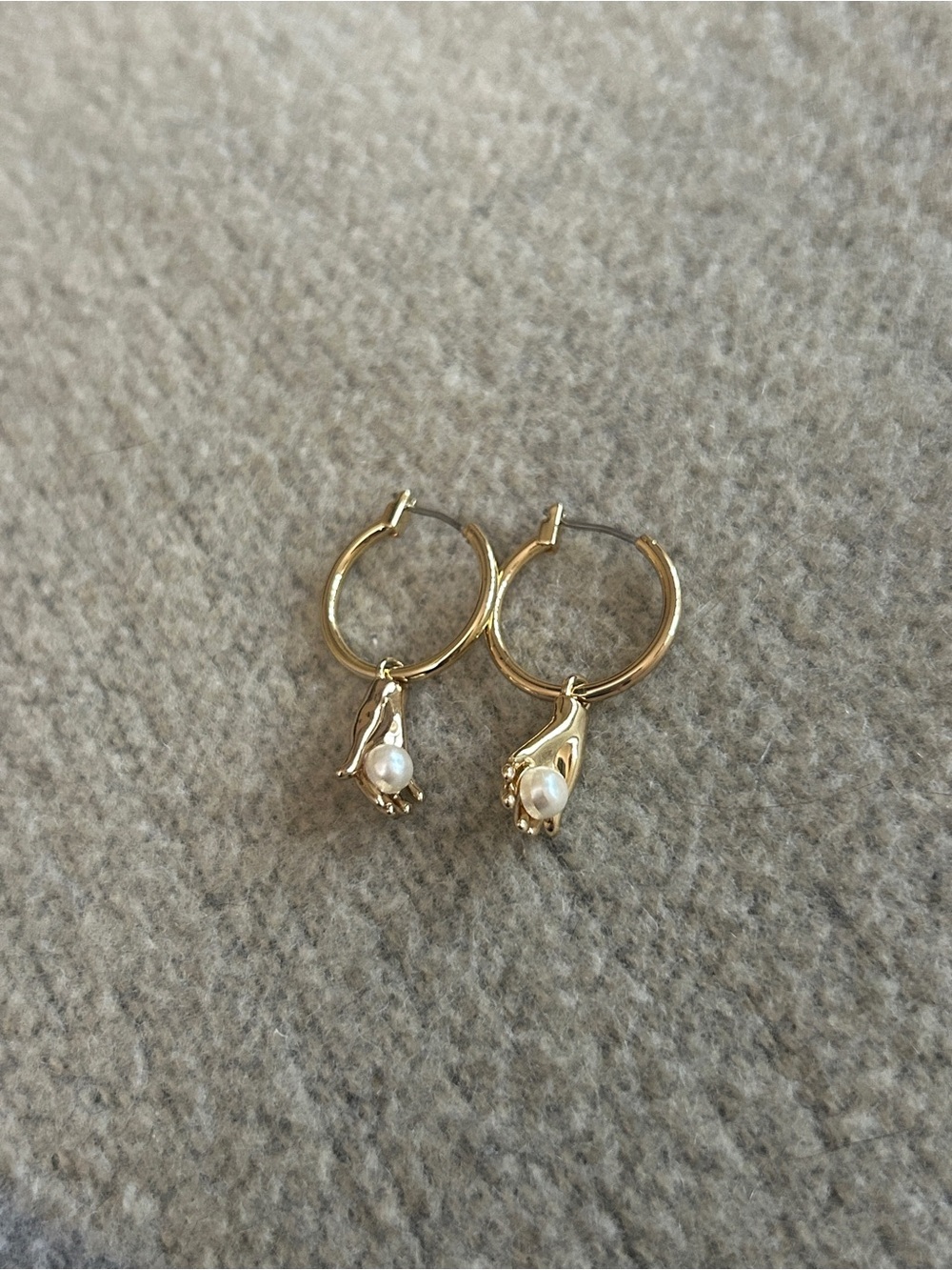 NWOT & Other Stories Gold Hoop Earrings with Pearl Hand Charm